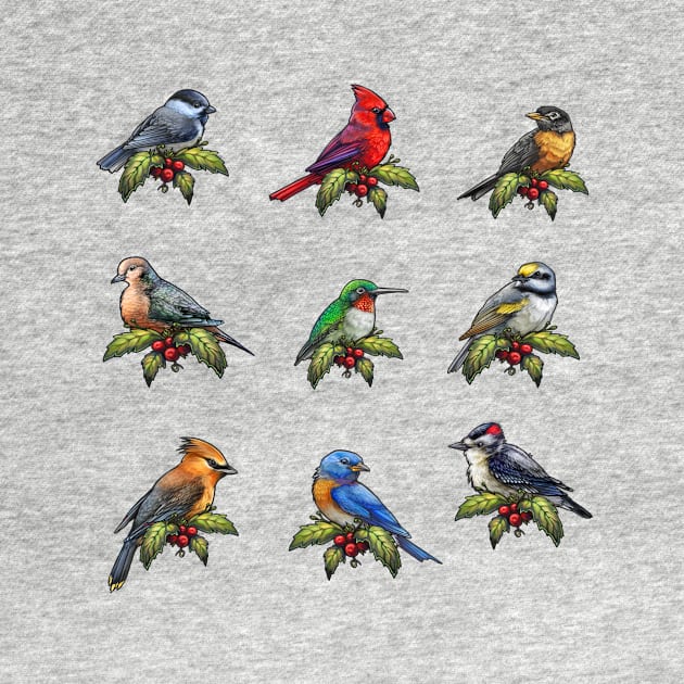 Holiday Bird Sticker Set 1 by CassWArt